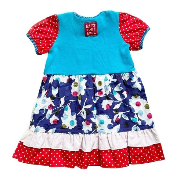 Roki & Zoi Girls Toddler Kids Short Sleeve Colorful Apple Dress. 18 Months. NEW. - Picture 2 of 7
